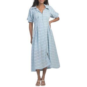 ENDLESS ROSE Seersucker Checkered Midi Dress